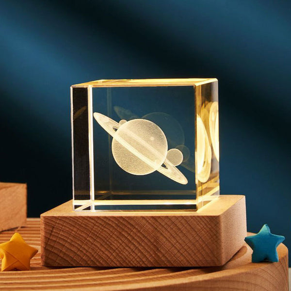 3D Transparent Crystal Cube Night Lamp