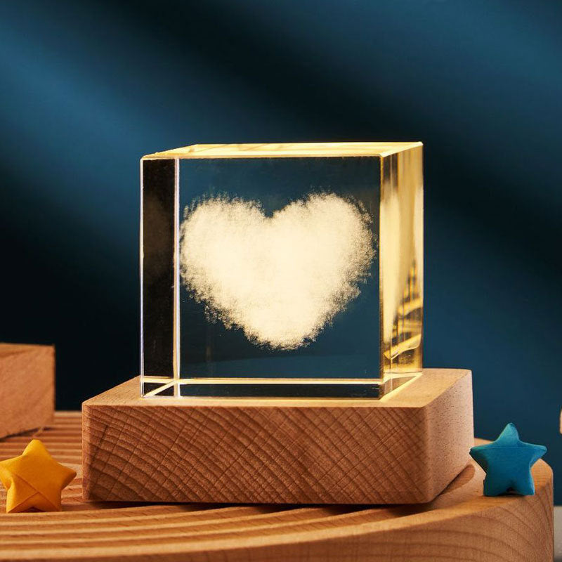 3D transparente Kristallwürfel-Nachtlampe